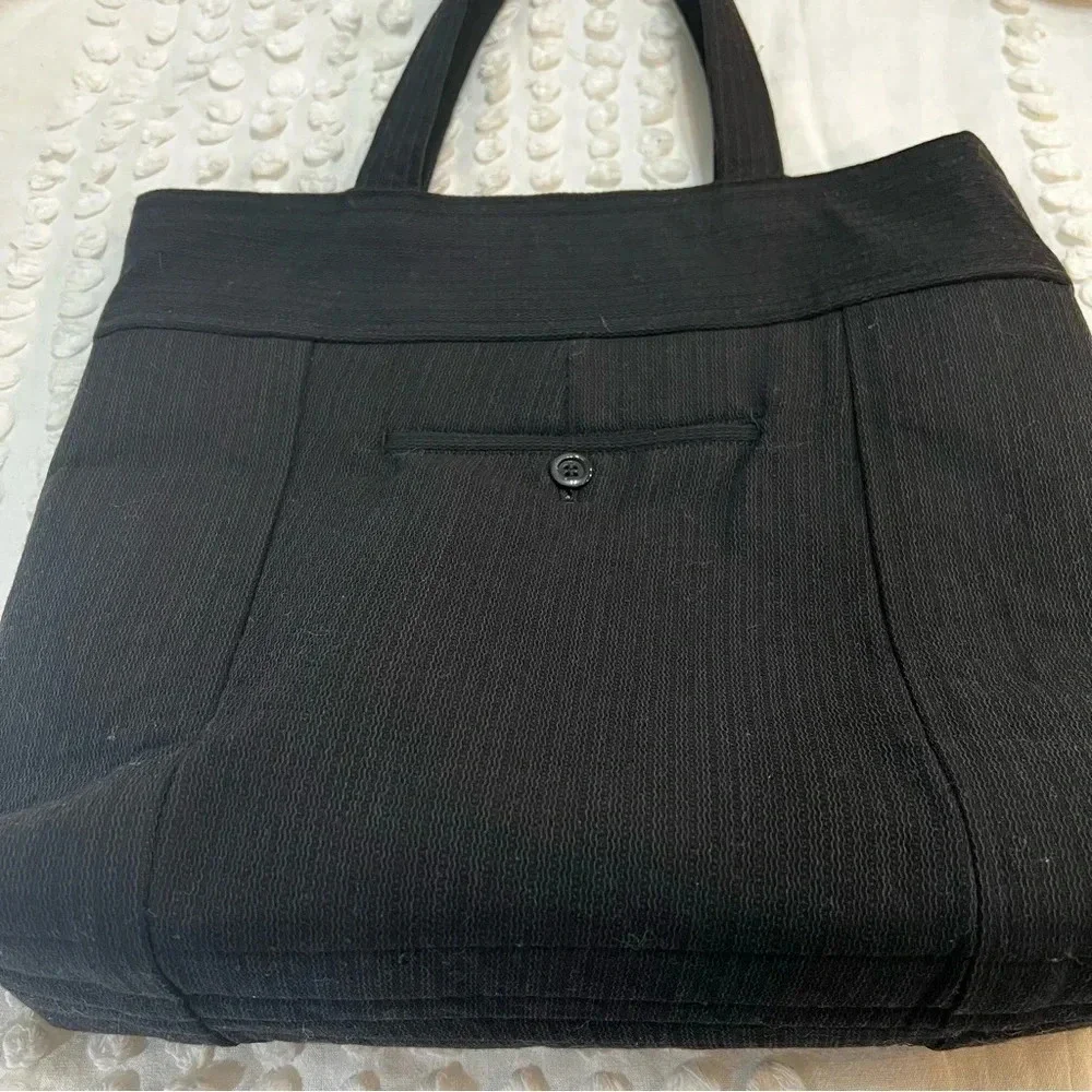 Handmade Handbag‎ made from Mens Black Dress Pants.
